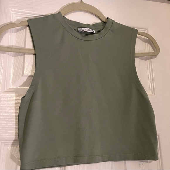 Zara Tops - Sage green Zara sleeveless crop top NWOT